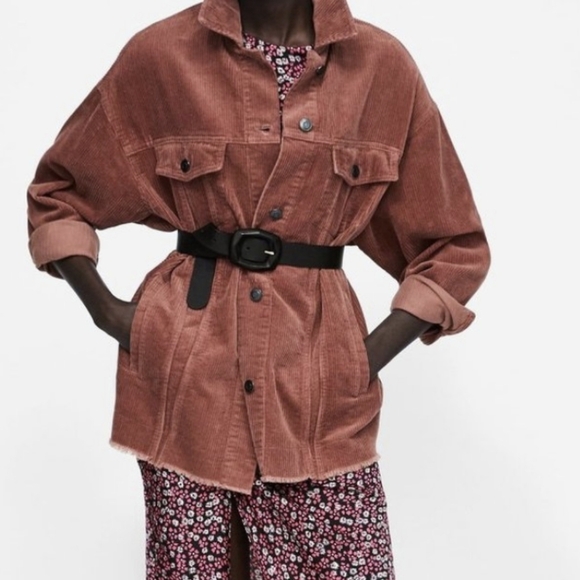 Zara corduroy shirt jacket shacket xs pink - Picture 5 of 14